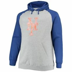 Men's Fanatics Branded Heathered Gray/Royal New York Mets Big & Tall Raglan Pullover Hoodie -Metaverse shop unnamed file 17213