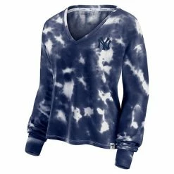 Women's Fanatics Branded White/Navy New York Yankees Tie-Dye V-Neck Pullover Cropped Tee -Metaverse shop unnamed file 17220