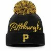 Women's Fanatics Branded Black Pittsburgh Pirates Script Cuffed Knit Hat With Pom -Metaverse shop unnamed file 17221