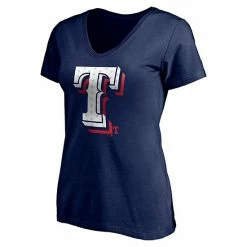 Women's Fanatics Branded Navy Texas Rangers Red White & Team V-Neck T-Shirt -Metaverse shop unnamed file 17228
