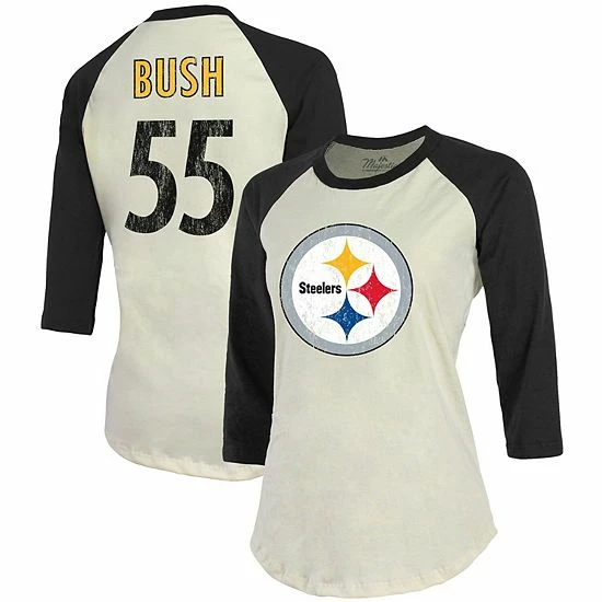 Women's Fanatics Branded Devin Bush Cream/Black Pittsburgh Steelers Player Raglan Name & Number 3/4-Sleeve T-Shirt Women's Fanatics Branded Devin Bush Cream/Black Pittsburgh Steelers Player Raglan Name & Number 3/4-Sleeve T-Shirt -Metaverse shop unnamed file 17288