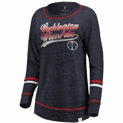Women's Fanatics Branded Navy/Red Washington Wizards Dreams Sleeve Stripe Speckle Long Sleeve T-Shirt -Metaverse shop unnamed file 17293