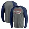 Men's Fanatics Branded Heathered Gray/Heathered Navy Houston Texans Vintage On The Ropes Raglan Tri-Blend Long Sleeve T-Shirt