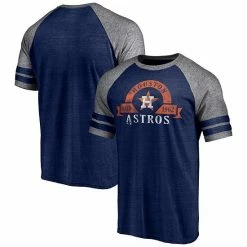 Men's Fanatics Branded Heather Navy Houston Astros Utility Two-Stripe Raglan Tri-Blend T-Shirt -Metaverse shop unnamed file 1748