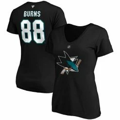 Women's Fanatics Branded Brent Burns Black San Jose Sharks Authentic Stack Name & Number V-Neck T-Shirt -Metaverse shop unnamed file 17497