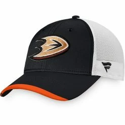 Men's Fanatics Branded Black/White Anaheim Ducks Authentic Pro Team Locker Room Trucker Snapback Hat