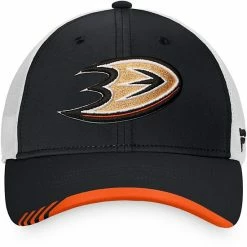Men's Fanatics Branded Black/White Anaheim Ducks Authentic Pro Team Locker Room Trucker Snapback Hat -Metaverse shop unnamed file 17580