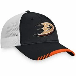 Men's Fanatics Branded Black/White Anaheim Ducks Authentic Pro Team Locker Room Trucker Snapback Hat -Metaverse shop unnamed file 17581