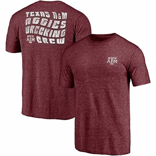 Men's Fanatics Branded Heathered Maroon Texas A&M Aggies Wavy Tri-Blend T-Shirt 4 Men's Fanatics Branded Heathered Maroon Texas A&M Aggies Wavy Tri-Blend T-Shirt - Image 2