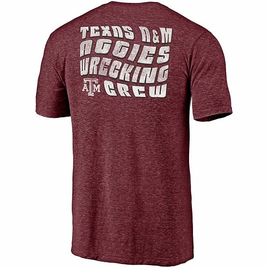 Men's Fanatics Branded Heathered Maroon Texas A&M Aggies Wavy Tri-Blend T-Shirt 6 Men's Fanatics Branded Heathered Maroon Texas A&M Aggies Wavy Tri-Blend T-Shirt - Image 4