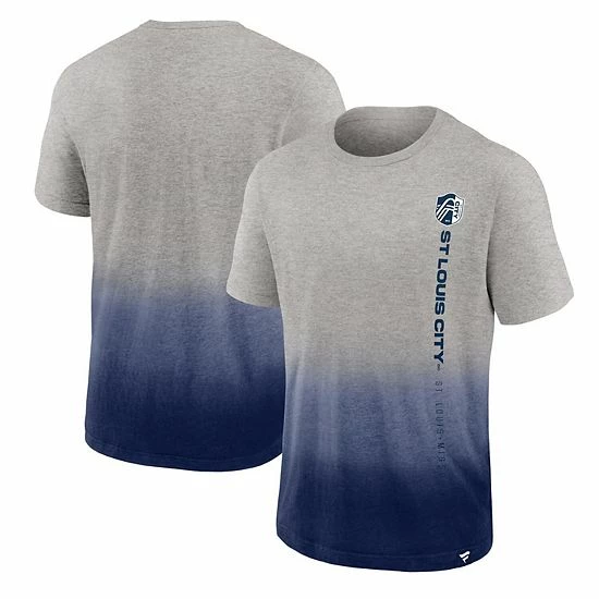 Men's Fanatics Branded Heathered Gray/Navy St. Louis City SC Dip-Dye T-Shirt 3 Men's Fanatics Branded Heathered Gray/Navy St. Louis City SC Dip-Dye T-Shirt