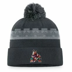 Men's Fanatics Branded Charcoal Arizona Coyotes Authentic Pro Home Ice Cuffed Knit Hat With Pom