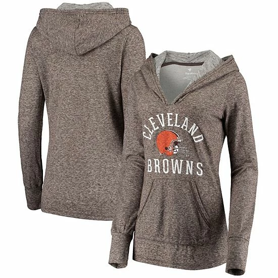 Women's Fanatics Branded Brown Cleveland Browns Doubleface Slub Pullover Hoodie 4 Women's Fanatics Branded Brown Cleveland Browns Doubleface Slub Pullover Hoodie - Image 2