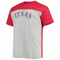 Men's Fanatics Branded Red/Heathered Gray Texas Rangers Big & Tall Colorblock T-Shirt -Metaverse shop unnamed file 17818