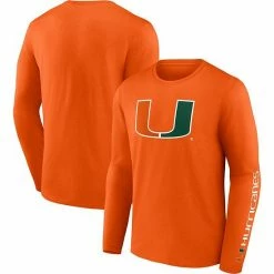 Men's Fanatics Branded Orange Miami Hurricanes Double Time 2-Hit Long Sleeve T-Shirt -Metaverse shop unnamed file 17826