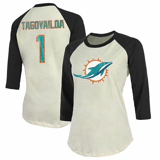 Women's Fanatics Branded Tua Tagovailoa Cream/Black Miami Dolphins Vintage Player Name & Number Raglan 3/4-Sleeve T-Shirt Women's Fanatics Branded Tua Tagovailoa Cream/Black Miami Dolphins Vintage Player Name & Number Raglan 3/4-Sleeve T-Shirt -Metaverse shop unnamed file 17840
