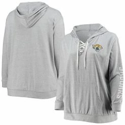 Women's Fanatics Branded Heathered Gray Jacksonville Jaguars Plus Size Lace-Up Pullover Hoodie -Metaverse shop unnamed file 17924