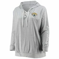 Women's Fanatics Branded Heathered Gray Jacksonville Jaguars Plus Size Lace-Up Pullover Hoodie -Metaverse shop unnamed file 17925