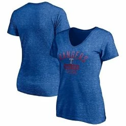 Women's Fanatics Branded Heathered Royal Texas Rangers Old Time Favorite V-Neck T-Shirt -Metaverse shop unnamed file 17936