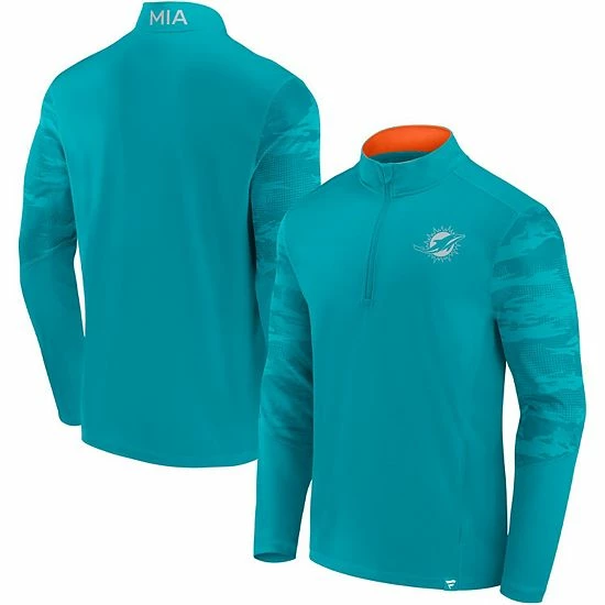 Men's Fanatics Branded Aqua Miami Dolphins Ringer Quarter-Zip Jacket 3 Men's Fanatics Branded Aqua Miami Dolphins Ringer Quarter-Zip Jacket