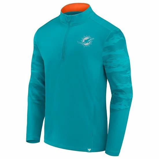 Men's Fanatics Branded Aqua Miami Dolphins Ringer Quarter-Zip Jacket 5 Men's Fanatics Branded Aqua Miami Dolphins Ringer Quarter-Zip Jacket - Image 3