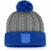 Women's Fanatics Branded Charcoal/Blue New York Rangers Cuffed Knit Hat With Pom
