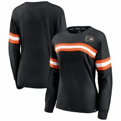 Women's Fanatics Branded Black Philadelphia Flyers Block Party Primary Logo Fashion Long Sleeve T-Shirt