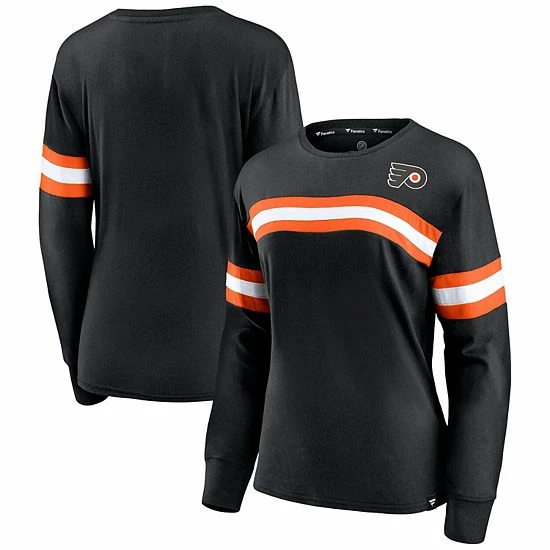 Women's Fanatics Branded Black Philadelphia Flyers Block Party Primary Logo Fashion Long Sleeve T-Shirt 3 Women's Fanatics Branded Black Philadelphia Flyers Block Party Primary Logo Fashion Long Sleeve T-Shirt