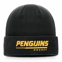 Men's Fanatics Branded Black Pittsburgh Penguins Authentic Pro Locker Room Cuffed Knit Hat