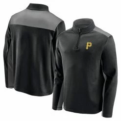 Men's Fanatics Branded Black Pittsburgh Pirates Team Primary Logo Quarter-Zip Jacket -Metaverse shop unnamed file 18047