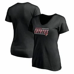 Women's Fanatics Branded Black Arizona Coyotes Mascot In Bounds V-Neck T-Shirt