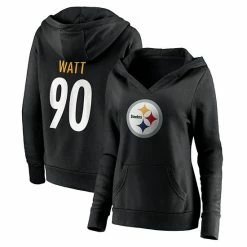 Women's Fanatics Branded T.J. Watt Black Pittsburgh Steelers Player Icon Name & Number Pullover Hoodie