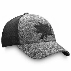 Men's Fanatics Branded Heathered Black/Black San Jose Sharks Authentic Pro Training & Travel Trucker Flex Hat -Metaverse shop unnamed file 18108