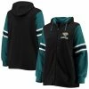 Women's Fanatics Branded Black/Teal Jacksonville Jaguars Plus Size Primary Logo Script Full-Zip Hoodie -Metaverse shop unnamed file 18160