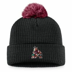 Men's Fanatics Branded Black Arizona Coyotes Team Cuffed Knit Hat With Pom