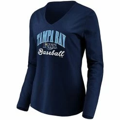 Women's Fanatics Branded Navy Tampa Bay Rays Victory Script V-Neck Long Sleeve T-Shirt -Metaverse shop unnamed file 18187