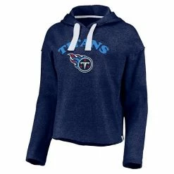 Women's Fanatics Branded Heathered Navy Tennessee Titans Historic Logo Sport Resort Vintage Arc Cropped Raw Edge Pullover Hoodie -Metaverse shop unnamed file 18194