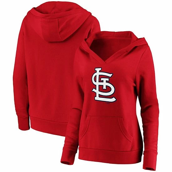 Women's Fanatics Branded Red St. Louis Cardinals Official Logo Crossover V-Neck Pullover Hoodie 3 Women's Fanatics Branded Red St. Louis Cardinals Official Logo Crossover V-Neck Pullover Hoodie