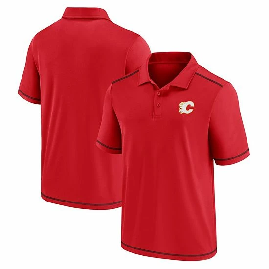 Men's Fanatics Branded Red Calgary Flames Primary Logo Polo 4 Men's Fanatics Branded Red Calgary Flames Primary Logo Polo - Image 2
