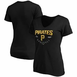 Women's Fanatics Branded Black Pittsburgh Pirates Live For It V-Neck T-Shirt