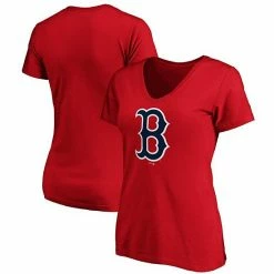 Women's Fanatics Branded Red Boston Red Sox Core Official Logo V-Neck T-Shirt -Metaverse shop unnamed file 18373