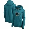 Women's Fanatics Branded Teal San Jose Sharks Primary Team Logo Fleece V-Neck Pullover Hoodie