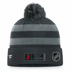 Men's Fanatics Branded Charcoal New Jersey Devils Authentic Pro Home Ice Cuffed Knit Hat With Pom -Metaverse shop unnamed file 18444