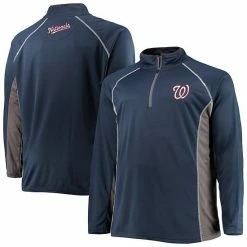 Men's Fanatics Branded Navy/Charcoal Washington Nationals Big & Tall Pebble Raglan Quarter-Zip Jacket -Metaverse shop unnamed file 18466