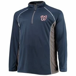 Men's Fanatics Branded Navy/Charcoal Washington Nationals Big & Tall Pebble Raglan Quarter-Zip Jacket -Metaverse shop unnamed file 18467