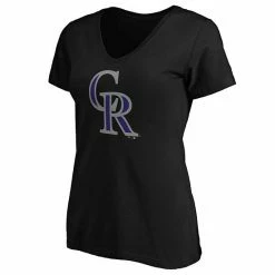 Women's Fanatics Branded Black Colorado Rockies Plus Size Core Official Logo V-Neck T-Shirt -Metaverse shop unnamed file 18506