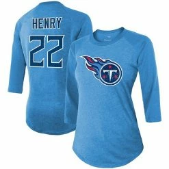 Women's Fanatics Branded Derrick Henry Light Blue Tennessee Titans Team Player Name & Number Raglan 3/4-Sleeve T-Shirt 3 Women's Fanatics Branded Derrick Henry Light Blue Tennessee Titans Team Player Name & Number Raglan 3/4-Sleeve T-Shirt -Metaverse shop unnamed file 18511