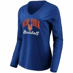 Women's Fanatics Branded Royal New York Mets Victory Script V-Neck Long Sleeve T-Shirt -Metaverse shop unnamed file 18532