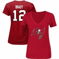Fanatics Women's Tom Brady Red Tampa Bay Buccaneers Plus Size Fair Catch Name & Number V-Neck T-Shirt