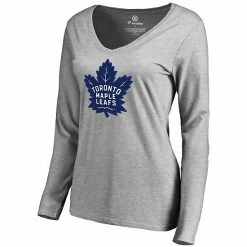 Women's Fanatics Branded Auston Matthews Gray Toronto Maple Leafs Backer Name & Number V-Neck Long Sleeve T-Shirt -Metaverse shop unnamed file 18591
